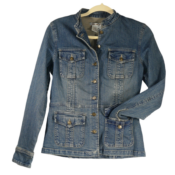 A.M.I. Jackets & Blazers - AMI Distressed Denim Trucker Jacket Women Small Blue Vintage Inspired Streetwear